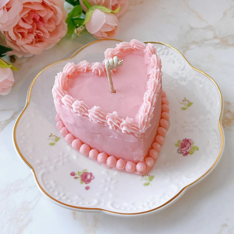 4.8oz Pink Heart Cake Candle