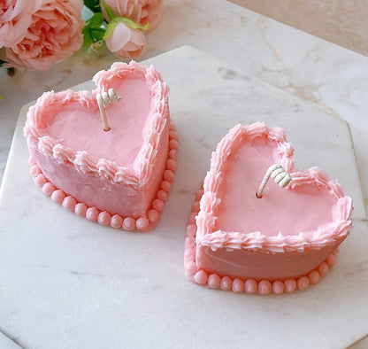 4.8oz Pink Heart Cake Candle