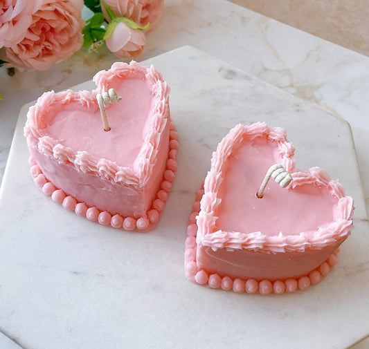 4.8oz Pink Heart Cake Candle
